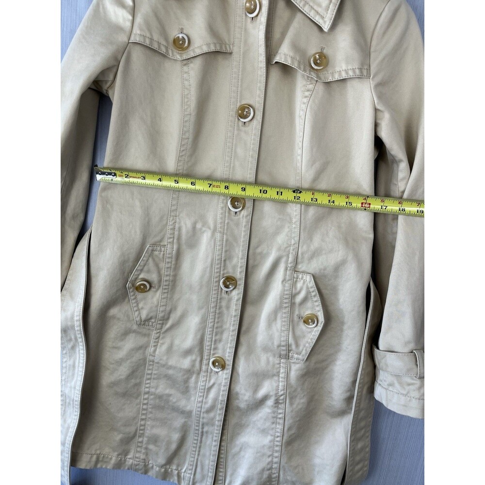 Quiet Luxury Preppy Belted Trench Coat Khaki Cotton Banana Republic‎ Factory M - Picture 8 of 14